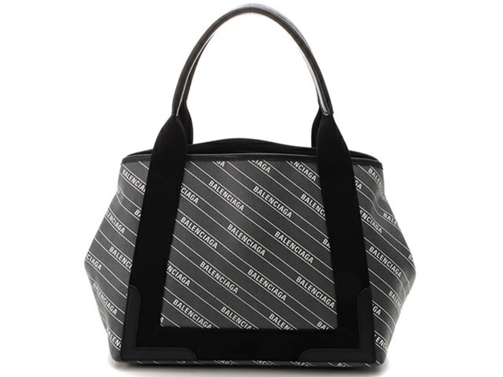 Balenciaga tote bag Navy Blue Cabas striped calfskin gray black